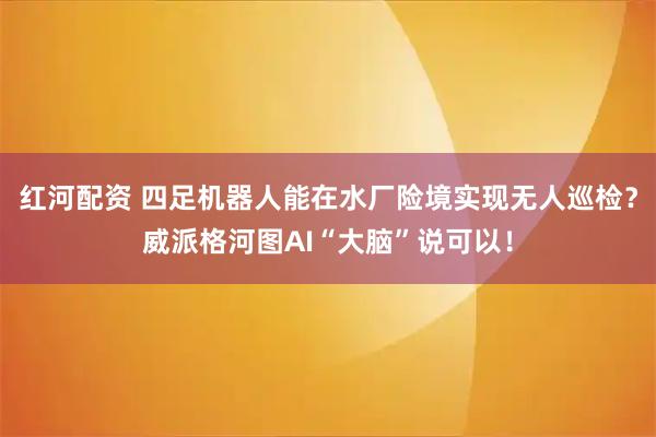 红河配资 四足机器人能在水厂险境实现无人巡检？威派格河图AI“大脑”说可以！