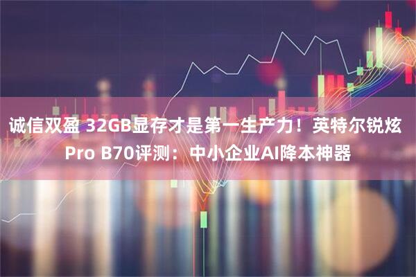 诚信双盈 32GB显存才是第一生产力！英特尔锐炫 Pro B70评测：中小企业AI降本神器